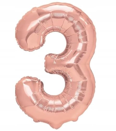 DURCHFLASCHENBALLON DREI "3" ROSA GOLD BALON DREIO 100CM von Brokatove
