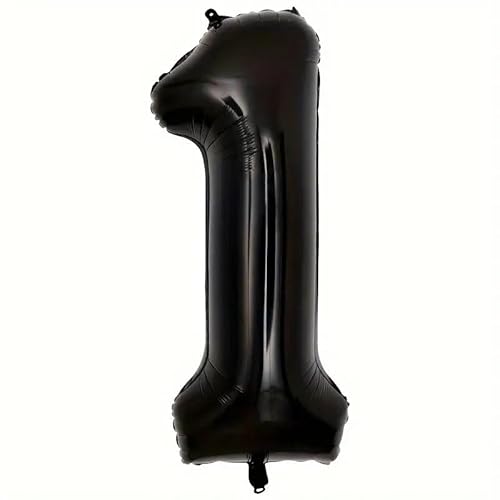 Glitter Luftballon Folie Zahl 1 Schwarz 100cm Deko Geburtstag Party von Brokatove