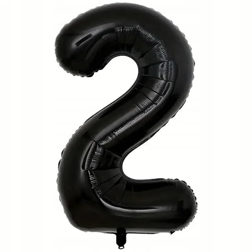 Glitter Luftballon Folie Zahl 2 Schwarz 100cm Deko Geburtstag Party von Brokatove