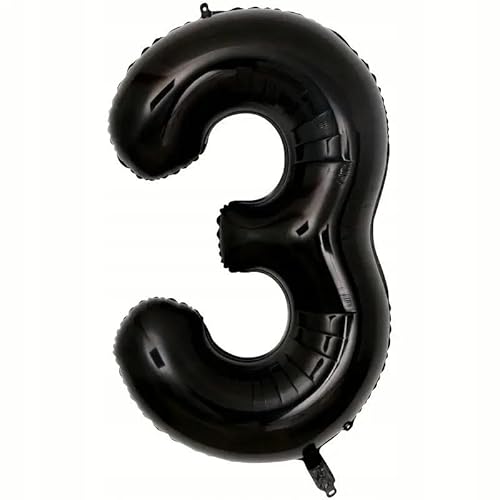 Glitter Luftballon Folie Zahl 3 Schwarz 100cm Deko Geburtstag Party von Brokatove