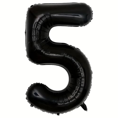 Glitter Luftballon Folie Zahl 5 Schwarz 100 cm Deko Geburtstag Party von Brokatove