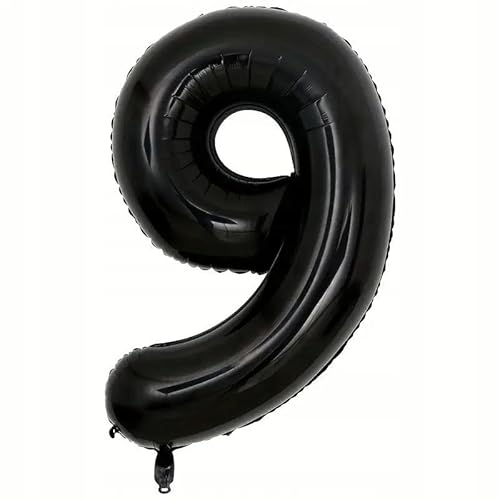 Glitter Luftballon Folie Zahl 9 Schwarz 100cm Deko Geburtstag Party von Brokatove