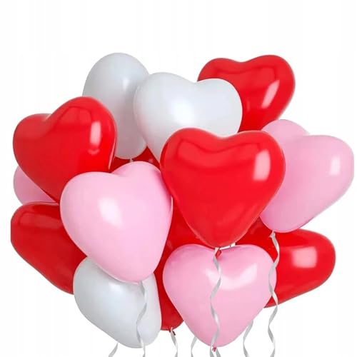 Luftballons Herz Rosa Rot Weiß STÄTIGE Party Deko Geburtstag Hochzeit von Brokatove