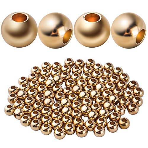 100 Stück goldene runde Abstandshalter Perlen Messing Perlen Abstandshalter Kugelperlen glatte Perlen lose Abstandshalter Perlen Rondelle Perlen für DIY Armband Halskette Schmuck Herstellung und von BronaGrand