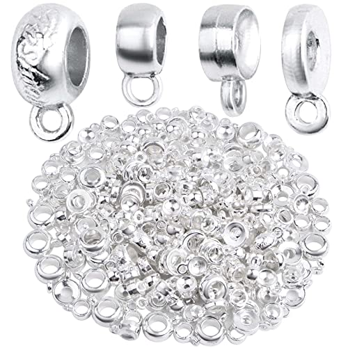 BronaGrand 100 g 4 Stile Bügelperlen Legierung Bail Beads Verbindungsstücke Abstandshalter Perlen Aufhänger Links Charms für DIY Europäische Armbänder Schmuckherstellung Zubehör, Helles Silber von BronaGrand