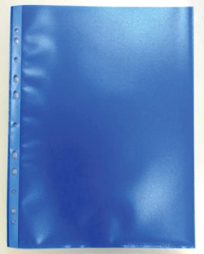 Perforierte A4-Tasche, 80 Mikron, Blau, Packung mit 50 von Bronyl