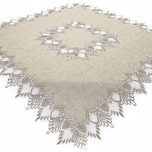 Spitzendecke Beige Hellbraun 85x85cm Tischwäsche Tischdeko Mitteldecke Unterdecke Tafeldecke #881839 von Bronze