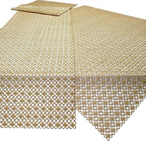 Tischdecke Spitzendecke 85x85cm Eckig Modern Zeitlos versch. Farben - TW881845 (Beige, 40x160cm Eckig) von Bronze