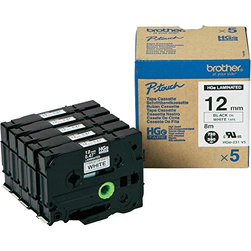 BROTHER HGE231V5 5x Schriftbandkassette 12mmx8m weiss schwarz laminiert fuer P-touch P500PC 9700PC 9800PCN RL700S BROTHER HGE231V5 5x Schriftbandkassette 12mmx8m weiss schwarz laminiert fuer P-touch P500PC 9700PC 9800PCN RL700S von Brother