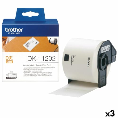 Brother 3 Etiketten für Brother DK-11202, 62 x 100 mm, schwarz/weiß von Brother