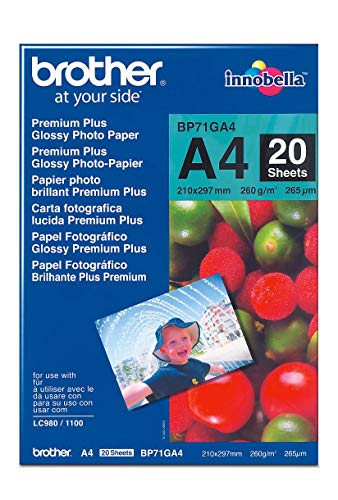 Brother BP71GA4 Fotopapier A4 20BL 260g/qm für MFC-6490CW DCP-375CW 6890CDW Brother BP71GA4 Fotopapier A4 20BL 260g/qm für MFC-6490CW DCP-375CW 6890CDW von Brother