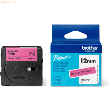 Brother Brother Schriftband BTAG-P31 Schwarz auf Pink 12 mm x 4 m Brother Brother Schriftband BTAG-P31 Schwarz auf Pink 12 mm x 4 m von Brother