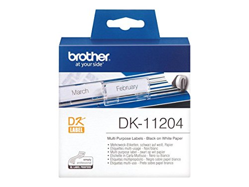 Brother DK-11204 Einzeletiketten (17 x 54 mm, 400 Stück/Rolle, für Brother QL-Etikettendrucker) weiß von Brother