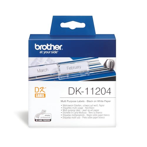 Brother DK-11204 Etiketten Rolle 54 x 17mm Papier Weiß 400 St. Permanent DK11204 Adress-Etiketten Schwarz,weiß Brother DK-11204 Etiketten Rolle 54 x 17mm Papier Weiß 400 St. Permanent DK11204 Adress-Etiketten Schwarz,weiß von Brother