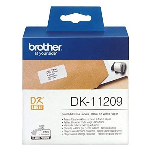 Brother DK-11209 Adressetiketten (62 x 29 mm, 800 Stück/Rolle, für Brother QL-Etikettendrucker) weiß von Brother
