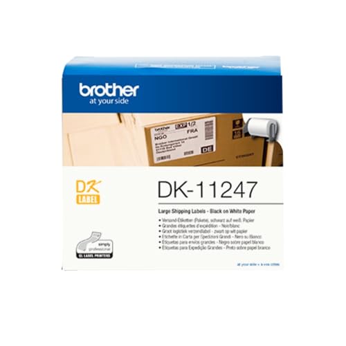 Brother DK-11247 selbstklebende Einzeletiketten (103 mm x 164 mm, geeignet für QL-1050, QL-1050N, QL-1060N, QL-1100, QL-1110NWB) schwarz auf weiß (Papier) von Brother