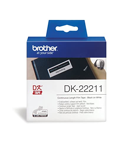 Brother DK-22211 Endlosetiketten Film (29 mm breit, 15,24 m lang, für QL-Etikettendrucker) schwarz auf weiß von Brother