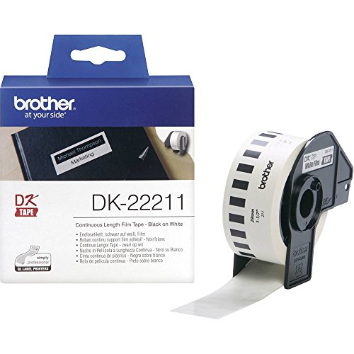 Brother DK-22211 Endlosetiketten Film (29 mm breit, 15,24 m lang, für QL-Etikettendrucker) schwarz auf weiß von Brother