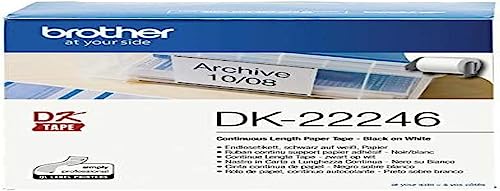 Brother DK-22246 selbstklebende Endlosetiketten (103 mm breit, 30,48 m lang, geeignet für QL-1050, QL-1050N, QL-1060N, QL-1100, QL-1110NWB) schwarz auf weiß (Papier) von Brother