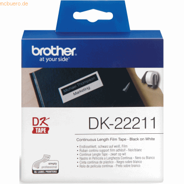 Brother DK-Endlos-Etiketten 29mm x 15,24m weiß Folie von Brother