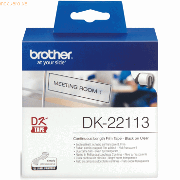 Brother DK-Endlos-Etiketten 62mm x 15,24m Folie transparent Brother DK-Endlos-Etiketten 62mm x 15,24m Folie transparent von Brother
