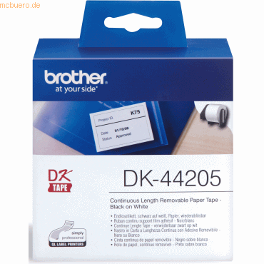 Brother DK-Endlosetiketten 62mm x 30,48m Papier weiß ablösbar von Brother