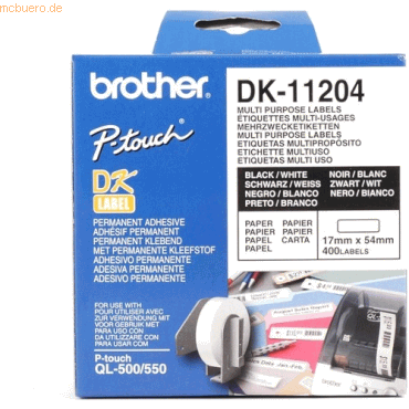 Brother DK-Etiketten 17x54mm weiß VE=400 Stück Brother DK-Etiketten 17x54mm weiß VE=400 Stück von Brother