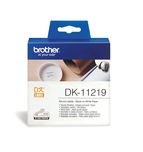 Brother DK11219 Runde Etikettenrolle 1200Stk/Roll 12mm Durchmesser für QL-500 QL-550 Schwarz,weiß von Brother