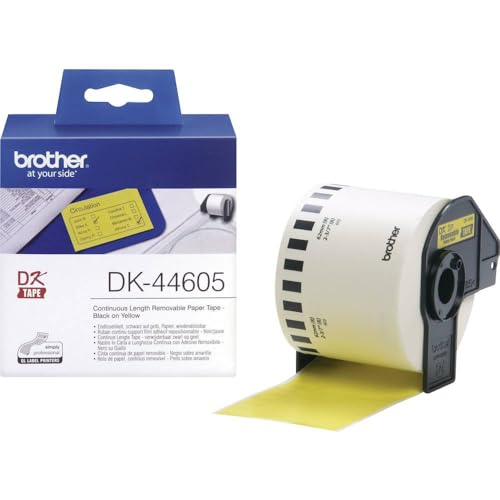 Brother Original DK44605 Endlosetiketten Papier schwarz auf gelb One size Brother Original DK44605 Endlosetiketten Papier schwarz auf gelb One size von Brother