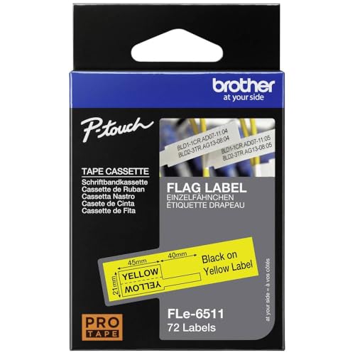 Original Brother FLe-2511 FLe-6511 Schriftbandkassette, schwarz/gelb, FLE6511, schwarz auf gelb von Brother