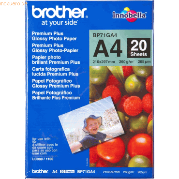 Brother Fotopapier Inkjet A4 20 Blatt (bis 6000 dpi) 260g/qm von Brother