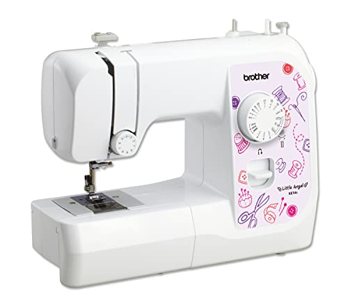 Brother KE14S Little Angel - Nähmaschine mit Fingerschutz (14 Stiche), Weiß, Rosa von Brother
