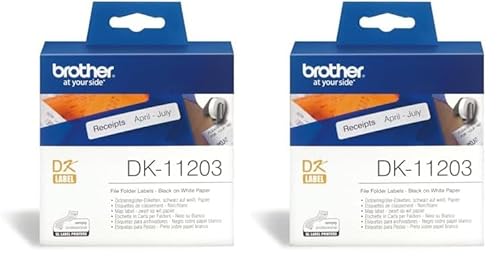 Brother Ordnerregister-Etiketten, (Papier) weiß, 17x87mm, 300St./Rolle (Packung mit 2) von Brother