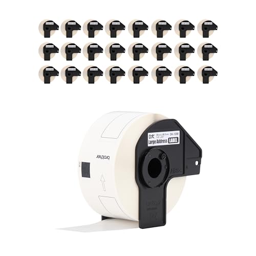 Brother Original DK-120824PK gestanzte große Adress-Etiketten, 3,6 x 8,9 cm, langlebige Zuverlässigkeit, Papieretiketten, 400 Etiketten pro Rolle, 24 Rollen pro Box, Weiß von Brother
