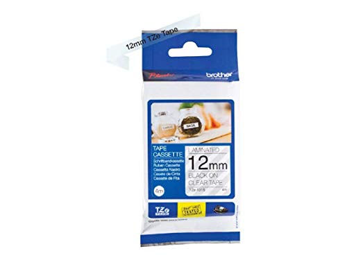 Brother Original P-touch Schriftband TZe-131S 12 mm, schwarz auf transparent (kompatibel u.a. mit Brother P-touch PT-H100LB/R, -H105, -E100/VP, -D200/BW/VP, -D210/VP) 4 m lang von Brother