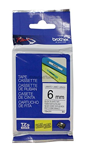 Brother Original P-touch Schriftband TZe-211 6 mm, schwarz auf weiß (kompatibel u.a. mit Brother P-touch PT-H100LB/R, -H105, -E100/VP, -D200/BW/VP, -D210/VP), Klein von Brother