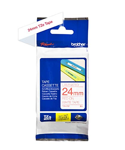 Brother Original P-touch Schriftband TZe-252 24 mm, rot auf weiß (für Brother P-touch 1830VP, -D400/VP, -D450, -D600/VP, -P700, -2430) von Brother