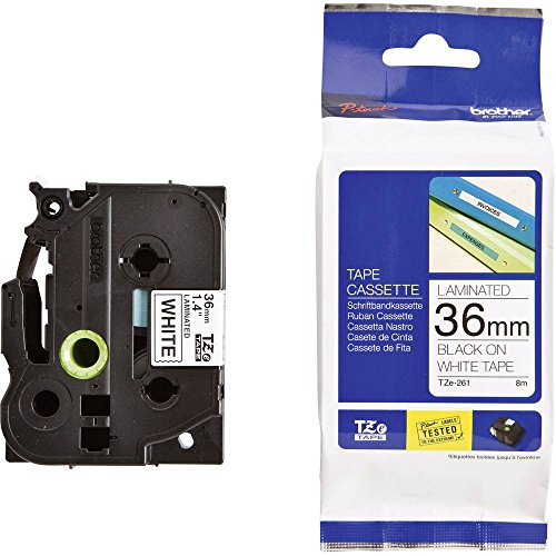 Brother Original P-touch Schriftband 36 mm, schwarz auf weiß (kompatibel mit Brother P-touch P3600, P9600, P9700PC, P9800PCN) TZE261, Klein von Brother