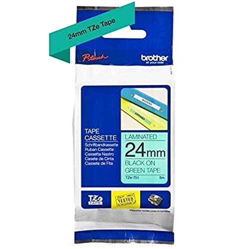 Brother Tape Black on Green 24mm, TZE751 von Brother