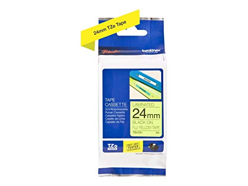 Brother Original P-touch Schriftband TZe-C51 24 mm, schwarz auf signalgelb (kompatibel u.a. mit Brother P-touch P700,- 2430, -D600, -9700PC, -P750W) von Brother