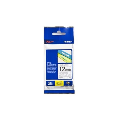 Brother TZEM31 Original P-touch Schriftband TZe-M31 12 mm, schwarz auf matt-transparent (kompatibel u.a. mit Brother P-touch H100LB/R, H105, E100/VP, D200/BW/VP, D210/VP) von Brother