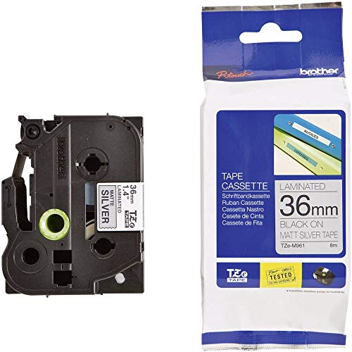 Brother Original P-touch Schriftband TZe-M961 36 mm, schwarz auf silber (matt)(kompatibel u.a. mit Brother P-touch P3600, P9600, P9700PC, P9800PCN) von Brother