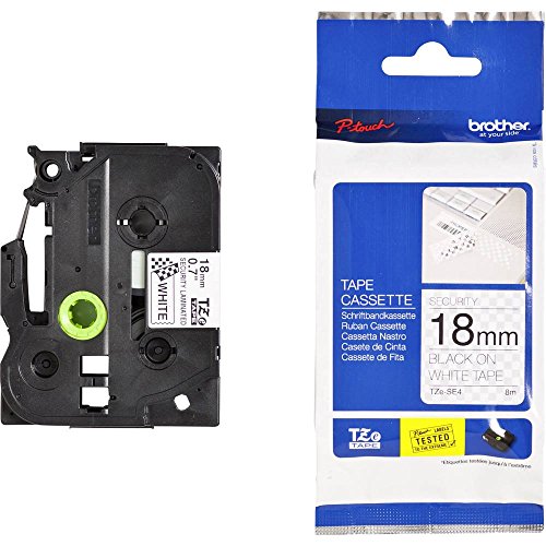 Brother Original P-touch Sicherheits- und Siegelband TZe-SE4 18 mm, schwarz auf weiß (kompatibel u.a. mit Brother P-touch 1830VP, -D400/VP, -D450, -D600/VP, -P700, -2430PC) von Brother