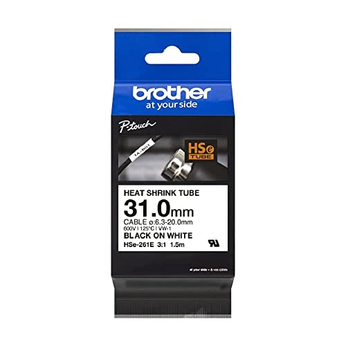 Brother Original Pro Tape HSe-261E Schrumpfschlauch – schwarz auf weiß, 31mm*1.5m Brother Original Pro Tape HSe-261E Schrumpfschlauch – schwarz auf weiß, 31mm*1.5m von Brother