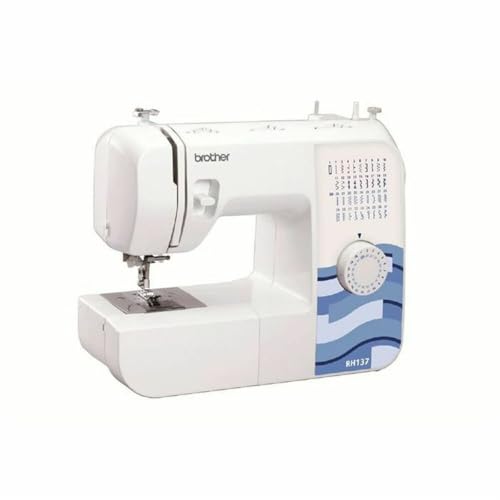 Brother RH137 Nähmaschine (37 Stiche) - Allrounder für Home Deko & Hobby, Weiß / Blau von Brother
