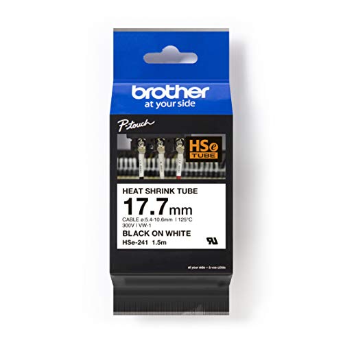 Brother Rubans thermo retractable, 1,7mm de large, 1.5m de long (pour cables de 5.4 a 10.6mm de diametre), schwarz/weiß, blanco von Brother