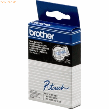 Brother Schriftband TC-103 12mm farblos/blau von Brother