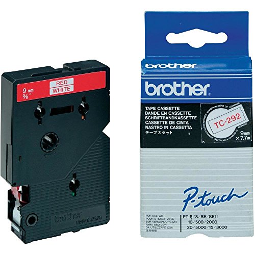 Brother Schriftband TC-292 (lam.) Rot auf Weiß 9mm x 7,7m von Brother