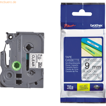 Brother Schriftband TZE121 9mm schwarz/transparent Brother Schriftband TZE121 9mm schwarz/transparent von Brother