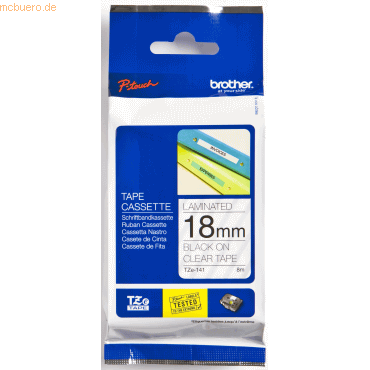 Brother Schriftband TZE141 18mm schwarz/transparent Brother Schriftband TZE141 18mm schwarz/transparent von Brother